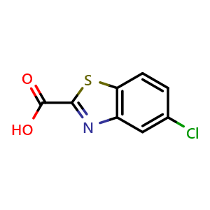 Chemical structure of 5-chloro-1,3-benzothiazole-2-carboxylic acid , CAS 3507-53-7, AChemBlock P45718