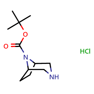 Chemical structure of tert-butyl 3,8-diazabicyclo[3.2.1]octane-8-carboxylate hydrochloride , CAS 347195-73-7, AChemBlock P45723