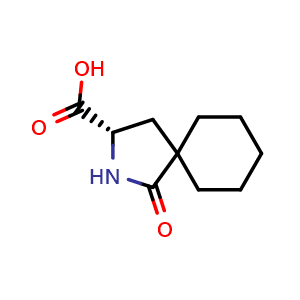 Chemical structure of (3S)-1-oxo-2-azaspiro[4.5]decane-3-carboxylic acid , CAS 331951-85-0, AChemBlock P45744