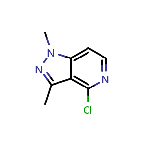Chemical structure of 4-Chloro-1,3-dimethyl-1H-pyrazolo[4,3-c]pyridine , CAS 32487-67-5, AChemBlock P45756