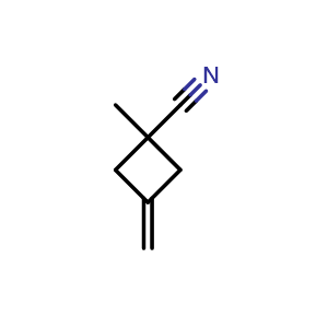 Chemical structure of 1-methyl-3-methylidenecyclobutane-1-carbonitrile , CAS 32082-16-9, AChemBlock P45764