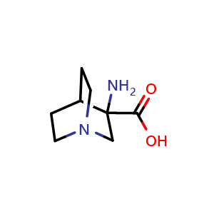 Chemical structure of 3-amino-1-azabicyclo[2.2.2]octane-3-carboxylic acid , CAS 313643-39-9, AChemBlock P45773