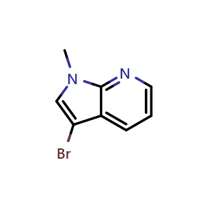 Chemical structure of 3-bromo-1-methyl-1H-pyrrolo[2,3-b]pyridine , CAS 281192-91-4, AChemBlock P45828