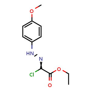 Chemical structure of ethyl 2-chloro-2-(2-(4-methoxyphenyl)hydrazineylidene)acetate , CAS 27143-07-3, AChemBlock P45855