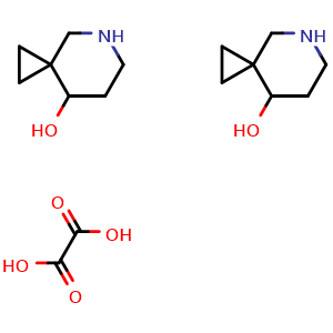 Chemical structure of bis(5-azaspiro[2.5]octan-8-ol); oxalic acid , CAS 2173093-13-3, AChemBlock P45973