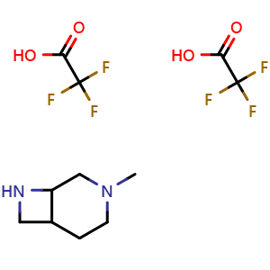 Chemical structure of 3-methyl-3,8-diazabicyclo[4.2.0]octane; bis(trifluoroacetic acid) , CAS 2173083-55-9, AChemBlock P45977