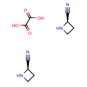 Chemical structure of bis((2R)-azetidine-2-carbonitrile); oxalic acid , CAS 2173052-89-4, AChemBlock P45978