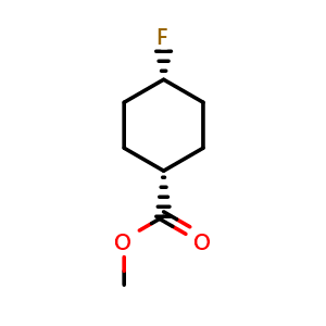 Chemical structure of methyl cis-4-fluorocyclohexanecarboxylate , CAS 2173015-02-4, AChemBlock P45982