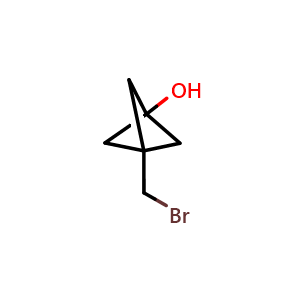 Chemical structure of 3-(bromomethyl)bicyclo[1.1.1]pentan-1-ol , CAS 2169489-80-7, AChemBlock P46001