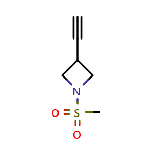 Chemical structure of 3-ethynyl-1-methanesulfonylazetidine , CAS 2169316-56-5, AChemBlock P46007