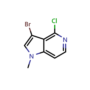 Chemical structure of 3-bromo-4-chloro-1-methyl-1H-pyrrolo[3,2-c]pyridine , CAS 2169309-17-3, AChemBlock P46008