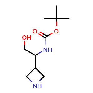Chemical structure of tert-butyl N-[1-(azetidin-3-yl)-2-hydroxyethyl]carbamate , CAS 2168772-02-7, AChemBlock P46030