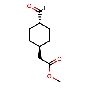 Chemical structure of methyl 2-[trans-4-formylcyclohexyl]acetate , CAS 2168671-38-1, AChemBlock P46035