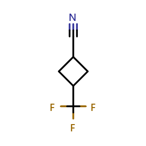 Chemical structure of 3-(trifluoromethyl)cyclobutane-1-carbonitrile , CAS 2167452-22-2, AChemBlock P46084