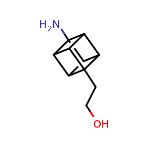 Chemical structure of 2-(1-Amino-cuban-4-yl)-ethanol , CAS 2167127-13-9, AChemBlock P46100