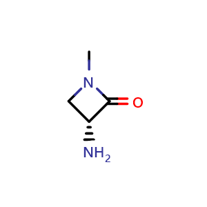 Chemical structure of (3R)-3-amino-1-methylazetidin-2-one , CAS 2165410-74-0, AChemBlock P46164