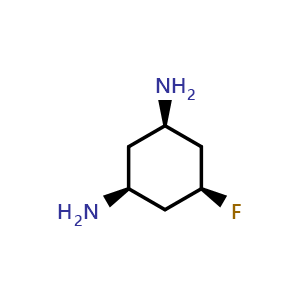 Chemical structure of (1R,3S,5s)-5-fluorocyclohexane-1,3-diamine , CAS 2165335-26-0, AChemBlock P46165