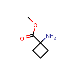 Chemical structure of methyl 1-aminocyclobutane-1-carboxylate , CAS 215597-35-6, AChemBlock P46174