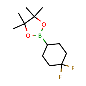 Chemical structure of 2-(4,4-difluorocyclohexyl)-4,4,5,5-tetramethyl-1,3,2-dioxaborolane , CAS 2152645-00-4, AChemBlock P46180