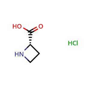 Chemical structure of (2S)-azetidine-2-carboxylic acid hydrochloride , CAS 2133-35-9, AChemBlock P46195