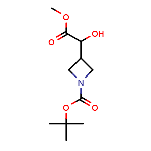 Chemical structure of tert-butyl 3-(1-hydroxy-2-methoxy-2-oxoethyl)azetidine-1-carboxylate , CAS 2116667-61-7, AChemBlock P46214