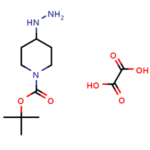 Chemical structure of oxalic acid; tert-butyl 4-hydrazinylpiperidine-1-carboxylate , CAS 2108550-78-1, AChemBlock P46235