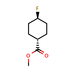 Chemical structure of trans-4-fluorocyclohexanecarboxylate methyl , CAS 2101546-35-2, AChemBlock P46247