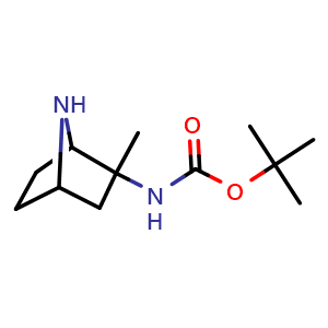 Chemical structure of tert-butyl N-{2-methyl-7-azabicyclo[2.2.1]heptan-2-yl}carbamate , CAS 2096992-25-3, AChemBlock P46254