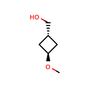 Chemical structure of [trans-3-methoxycyclobutyl]methanol , CAS 2092237-60-8, AChemBlock P46301