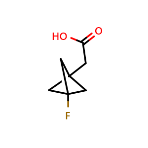 Chemical structure of 2-{3-fluorobicyclo[1.1.1]pentan-1-yl}acetic acid , CAS 2092067-90-6, AChemBlock P46308