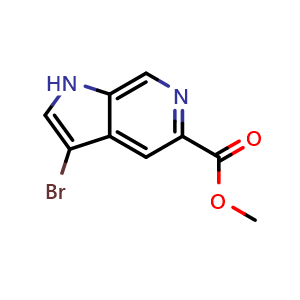 Chemical structure of methyl 3-bromo-1H-pyrrolo[2,3-c]pyridine-5-carboxylate , CAS 2091796-77-7, AChemBlock P46312