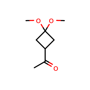 Chemical structure of 1-(3,3-dimethoxycyclobutyl)ethan-1-one , CAS 2090880-14-9, AChemBlock P46345