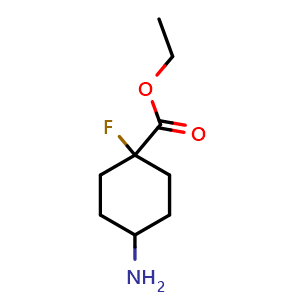 Chemical structure of ethyl 4-amino-1-fluorocyclohexane-1-carboxylate , CAS 2090509-12-7, AChemBlock P46354