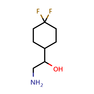 Chemical structure of 2-amino-1-(4,4-difluorocyclohexyl)ethan-1-ol , CAS 2090451-61-7, AChemBlock P46357