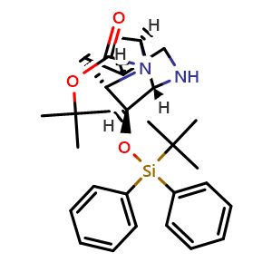 Chemical structure of tert-butyl (2S,3R)-3-((tert-butyldiphenylsilyl)oxy)octahydro-1H-2,6-methanopyrrolo[3,2-b]pyridine-1-carboxylate , CAS 2088315-98-2, AChemBlock P46381