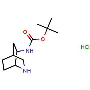 Chemical structure of tert-butyl N-{2-azabicyclo[2.2.2]octan-6-yl}carbamate hydrochloride , CAS 2031260-93-0, AChemBlock P46425