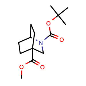Chemical structure of 2-tert-butyl 4-methyl 2-azabicyclo[2.2.2]octane-2,4-dicarboxylate , CAS 2031259-79-5, AChemBlock P46426