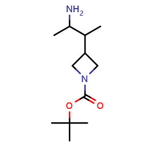 Chemical structure of tert-butyl 3-(3-aminobutan-2-yl)azetidine-1-carboxylate , CAS 2019425-20-6, AChemBlock P46437