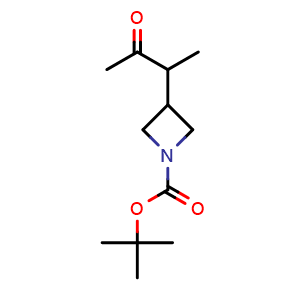 Chemical structure of tert-butyl 3-(3-oxobutan-2-yl)azetidine-1-carboxylate , CAS 2008937-14-0, AChemBlock P46444