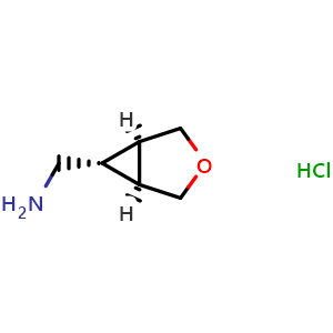 Chemical structure of trans-3-oxabicyclo[3.1.0]hexane-6-methylamine hydrochloride , CAS 2007919-46-0, AChemBlock P46446
