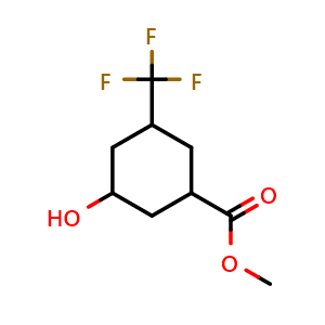 Chemical structure of methyl 3-hydroxy-5-(trifluoromethyl)cyclohexane-1-carboxylate , CAS 1993265-20-5, AChemBlock P46470