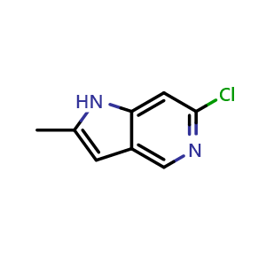 Chemical structure of 6-chloro-2-methyl-1H-pyrrolo[3,2-c]pyridine , CAS 1956327-20-0, AChemBlock P46508