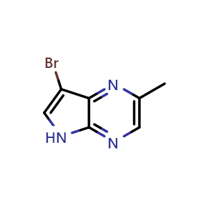 Chemical structure of 7-Bromo-2-methyl-5H-pyrrolo[2,3-b]pyrazine , CAS 1956322-61-4, AChemBlock P46509