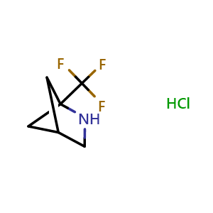 Chemical structure of 1-(trifluoromethyl)-2-azabicyclo[2.1.1]hexane hydrochloride , CAS 1955505-59-5, AChemBlock P46520