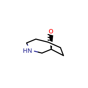 Chemical structure of (1S,6R)-9-oxa-3-azabicyclo[4.2.1]nonane , CAS 1954700-89-0, AChemBlock P46522