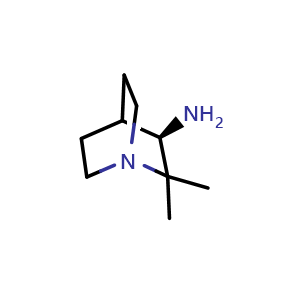 Chemical structure of (3R)-2,2-dimethyl-1-azabicyclo[2.2.2]octan-3-amine , CAS 1954361-05-7, AChemBlock P46524