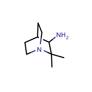 Chemical structure of 2,2-dimethyl-1-azabicyclo[2.2.2]octan-3-amine , CAS 1954360-95-2, AChemBlock P46526
