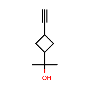 Chemical structure of 2-(3-ethynylcyclobutyl)propan-2-ol , CAS 1942858-71-0, AChemBlock P46539