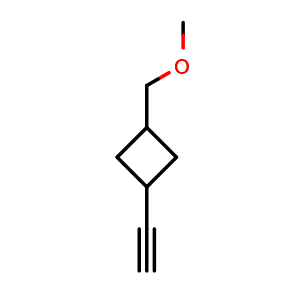 Chemical structure of 1-ethynyl-3-(methoxymethyl)cyclobutane , CAS 1942858-67-4, AChemBlock P46540