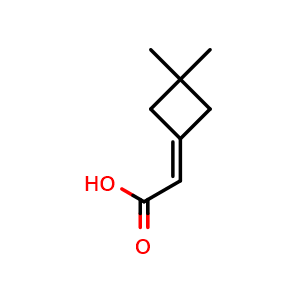 Chemical structure of 2-(3,3-dimethylcyclobutylidene)acetic acid , CAS 1936457-04-3, AChemBlock P46554